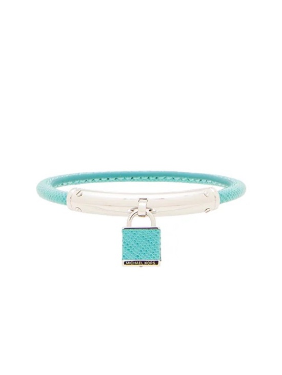 Michael Kors Jewelry - NWOT Michael Kors Turquoise Silver Leather Padlock Bracelet